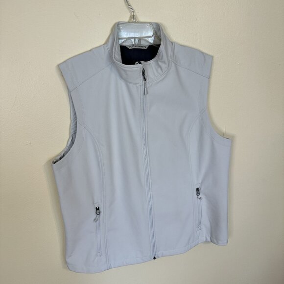 Ladies Port Authority White Vest 3XL Sleeveless Zip Up Fleece Lining Pockets - Picture 2 of 11